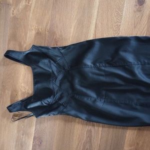 Calvin Klein black satin biker-style dress